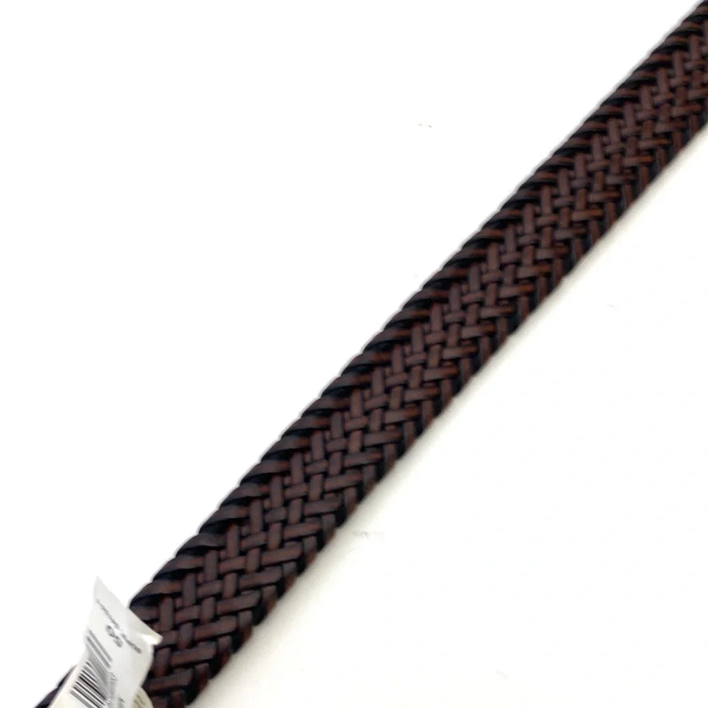 Stafford Big & Tall Brown Leather Braided Trouser Belt NWT